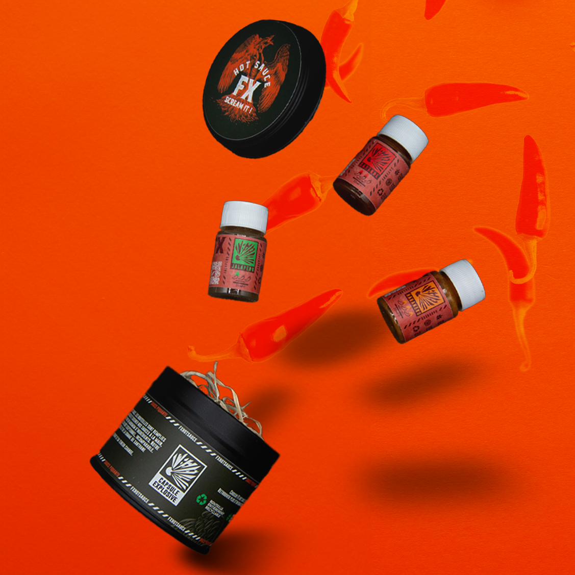 Capsule pimentée explosive